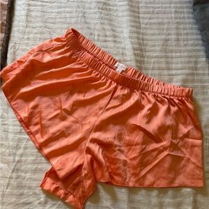 Bright Orange Satin Lounge Shorts
